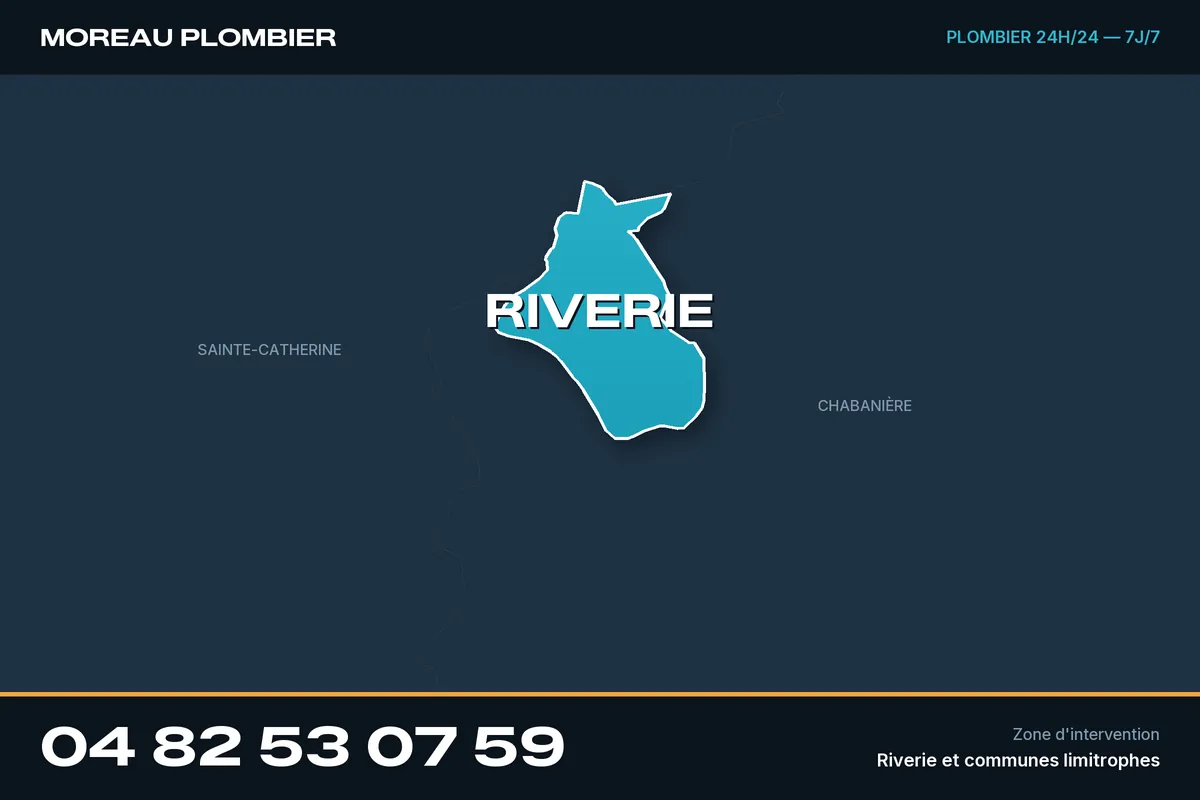 Carte de Riverie et des communes limitrophes, zone d'intervention de Plomberie Moreau
